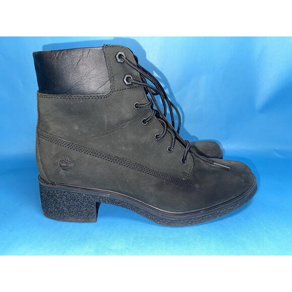 Timberland Women’s Black Nubuck Lace-Up Ankle Boots A1JXI Size 8 Block Heel - Picture 3 of 6
